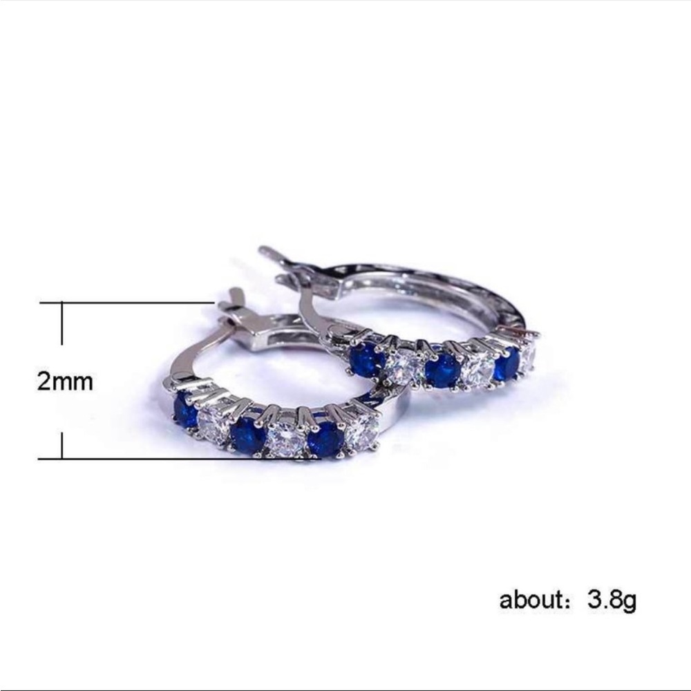 New 925 Silver Dainty  Fashion Sapphire Earrings - Picture 2 of 5